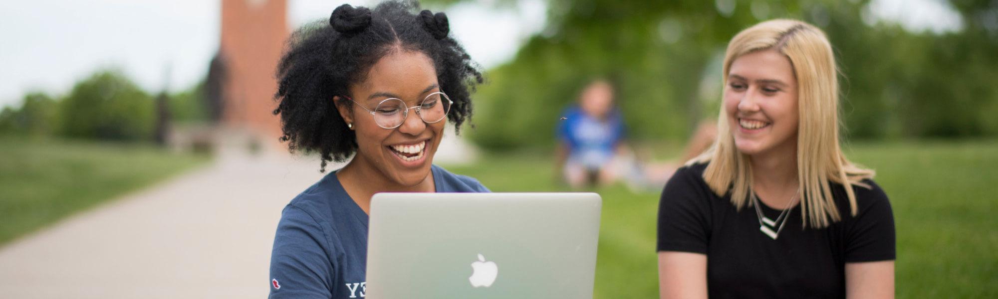 Students enjoy studying outdoors.